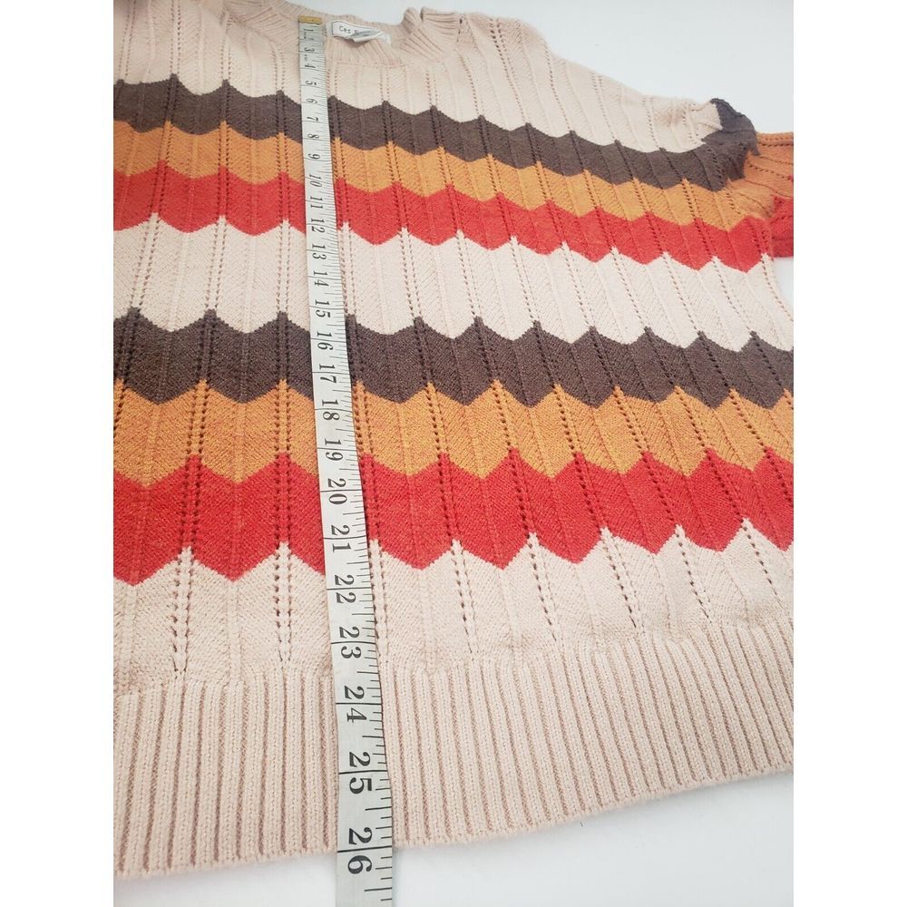 Ces Femme Colorful‎ Geometric Striped Oversized Knitted Sweater Loose Fit Sz S - Picture 8 of 9